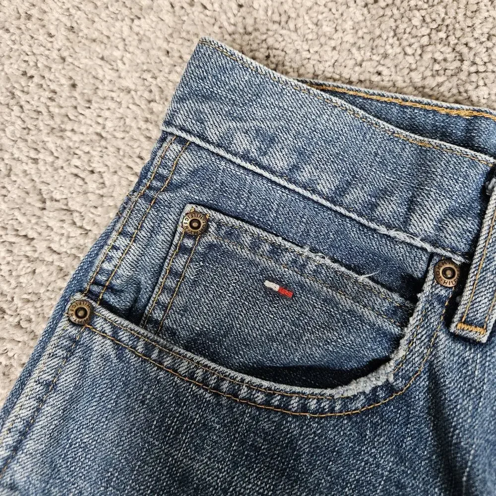 Vtg Tommy Hilfiger Jeans Mens 30x32 Dark Wash Baggy Carpenter Y2K Skater Preppy